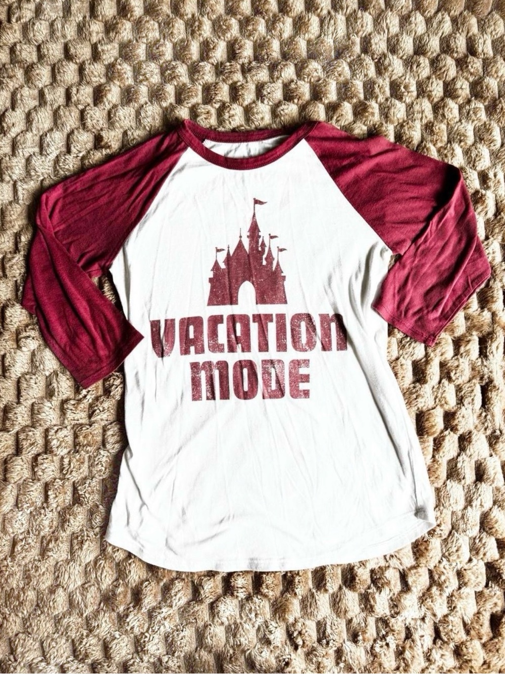 Disney Parks “Vacation Mode” Raglan Tee - White and Burgundy
